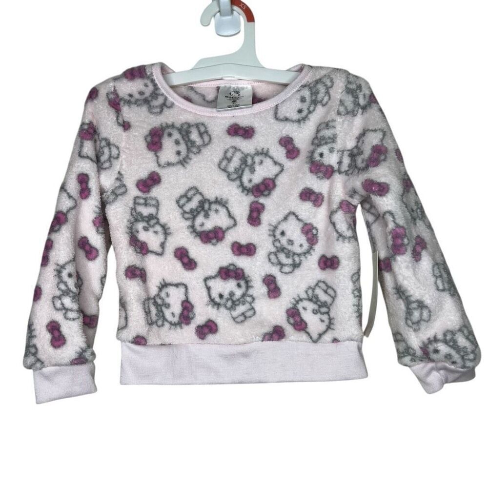 NEW Hello Kitty by Sanrio Fuzzy Pullover Sweater Toddler Girls 3T Pink & White